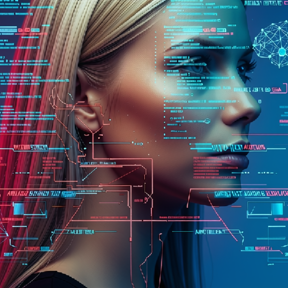 Foto einer Frau mit KI-Overlays