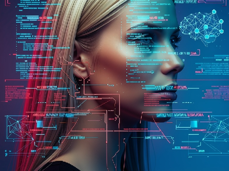 Foto einer Frau mit KI-Overlays